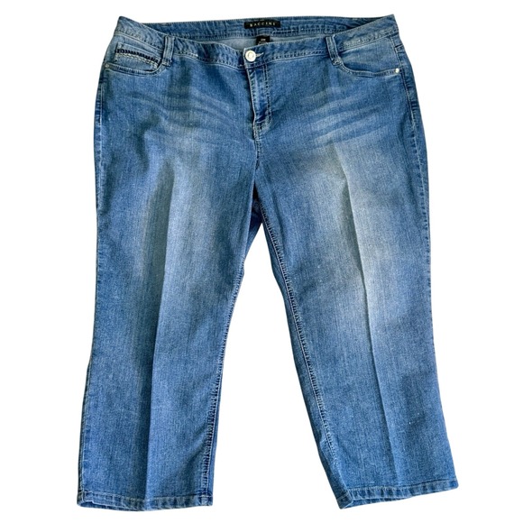 Baccini‎ Capri Jeans Women's 20W Blue Stretch Embellished Pocket Crop Denim EUC - Picture 1 of 13